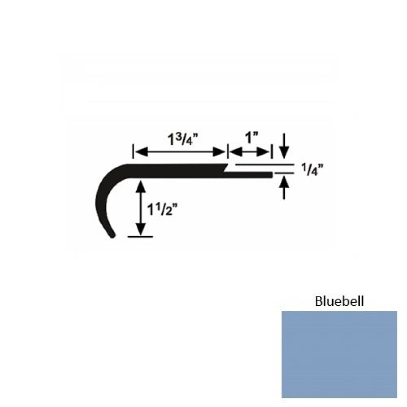 Solid 14 Bluebell Rubber Single Flange Carpet Stair Nosing (Rd) - 1 3/4" X 9 Ft (108")