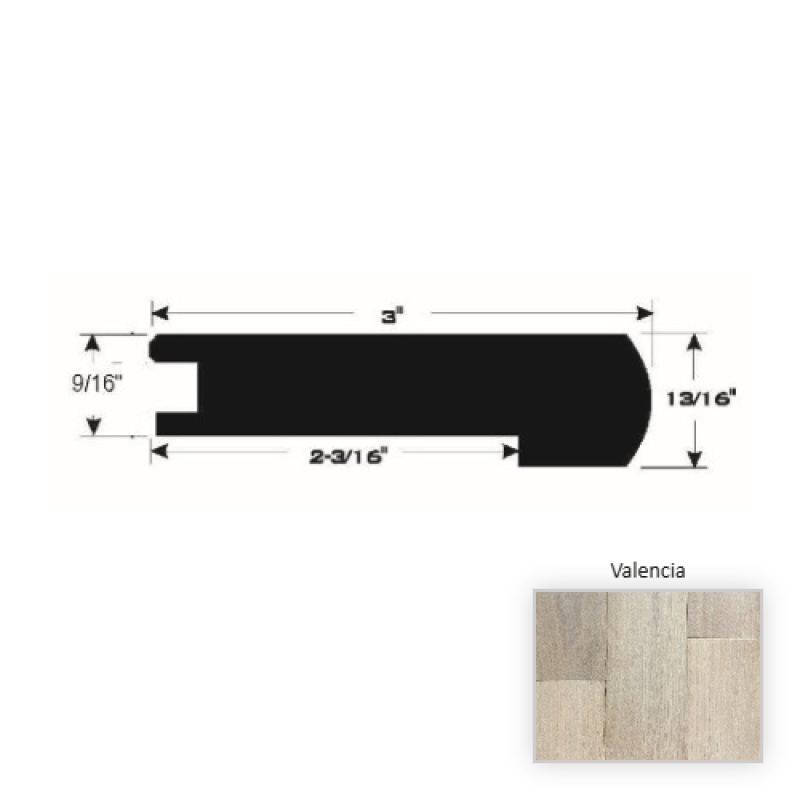 Barcelona European Walnut Valencia Hardwood Moulding / Trim - 90" Flush Stair Nose - Uv Urethane