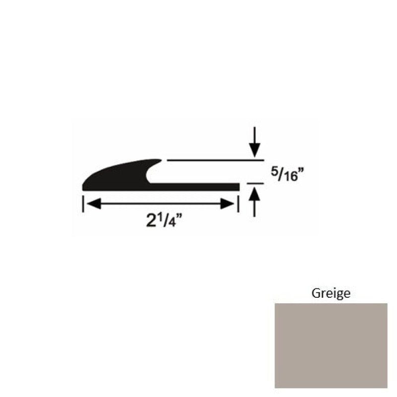 Solid 39 Greige Rubber Glue Down Carpet Edge - 2 1/4" X 9 Ft (108") X 5/16"