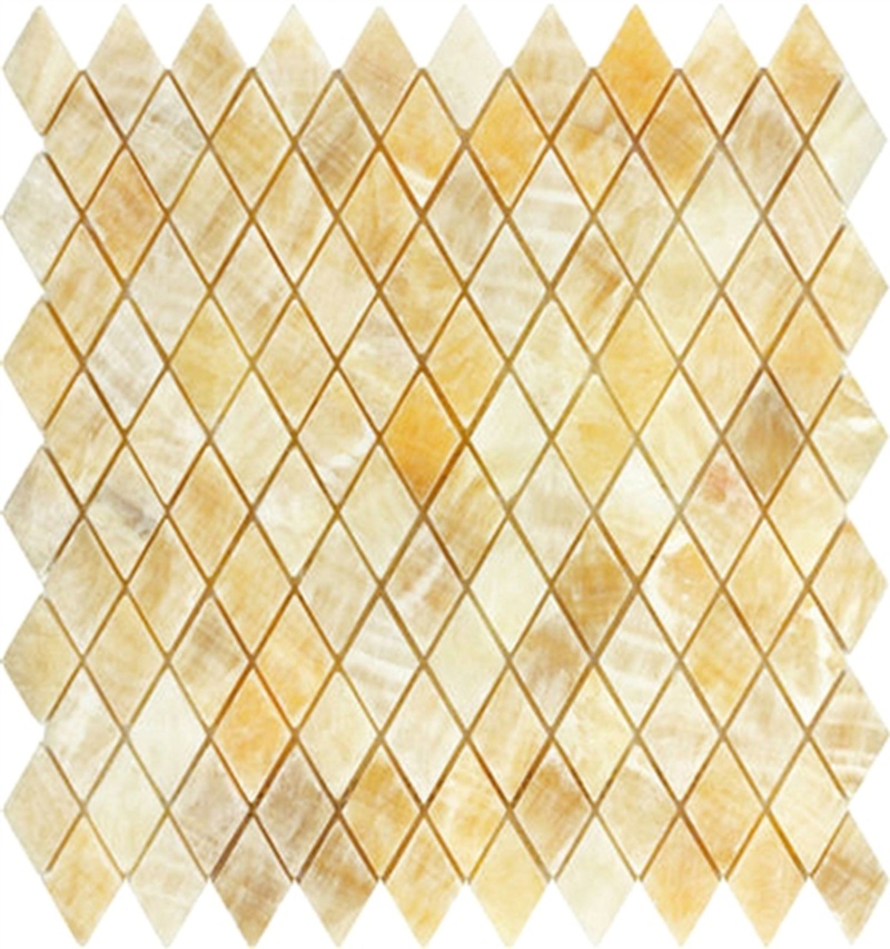 Honey Onyx Mosaic - 1" X 2" Diamond - Polished