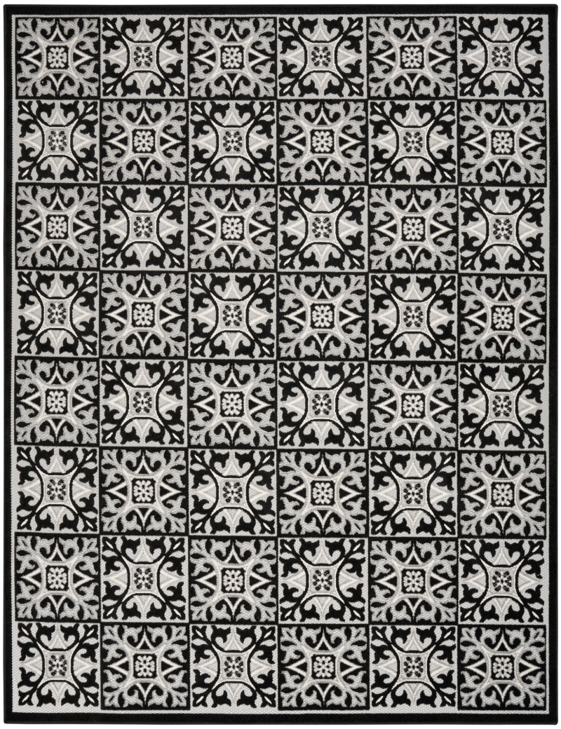 Aloha Alh34 Black White Polypropylene Area Rug