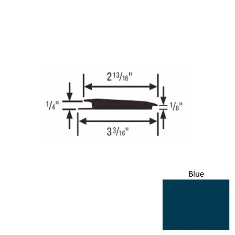 Solid 65 Blue Rubber Rolling Traffic Transition - 3 3/16" X 9 Ft (108") X 1/4" - 1/8"