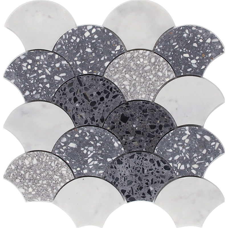 Veneziana Rialto Mixed Mosaic - 3" X 3" Fan - Honed