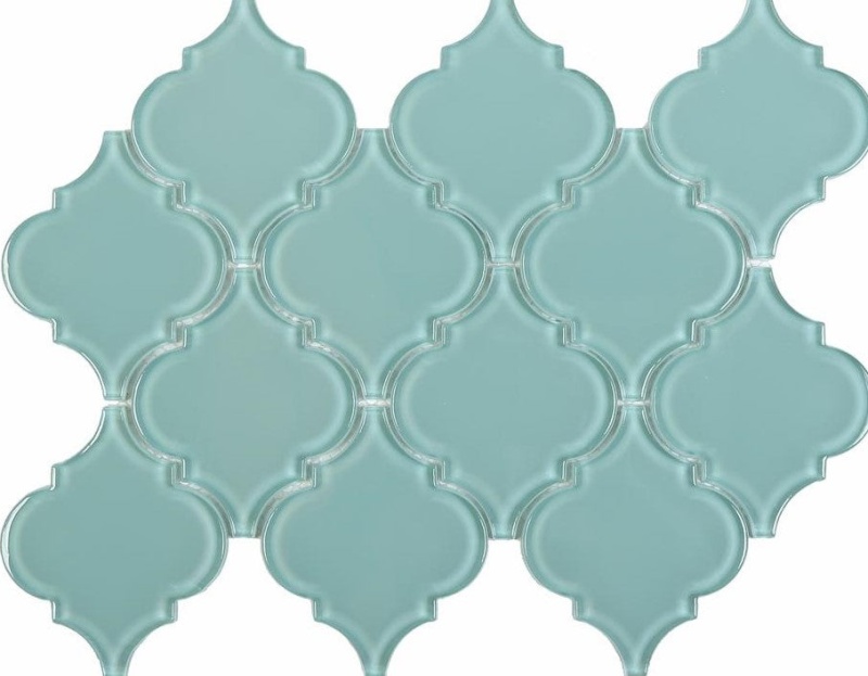 Regal Aqua Blue Glass Mosaic - Arabesque - Glossy