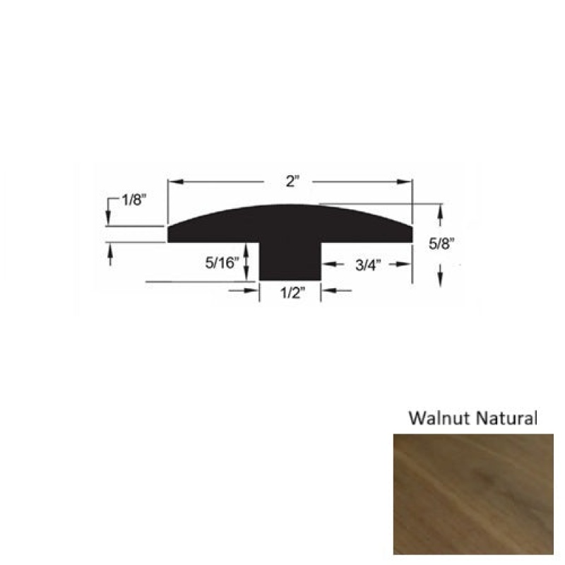 Sylvania Walnut Natural Hardwood Moulding / Trim - 2" X 78" T Molding - Urethane
