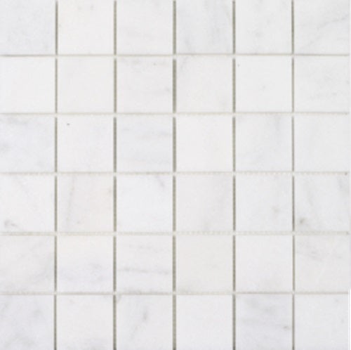 Snow White White Natural Stone Mosaic - 2" x 2" - Honed