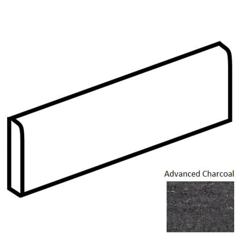 Ultra Modern Advanced Charcoal Porcelain Floor & Wall Trim - 3" X 12" Bullnose - Unpolished
