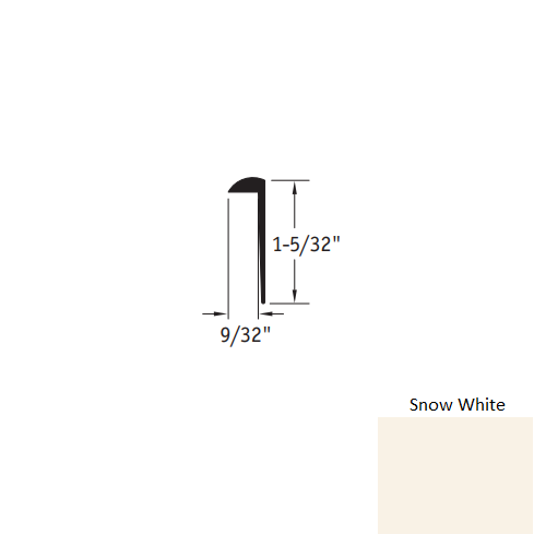 Johnsonite Icicle Vinyl Moulding / Trim - 9/32" X 12 Ft (144") Square Cap Cove Cap - Square Cap Cove Cap