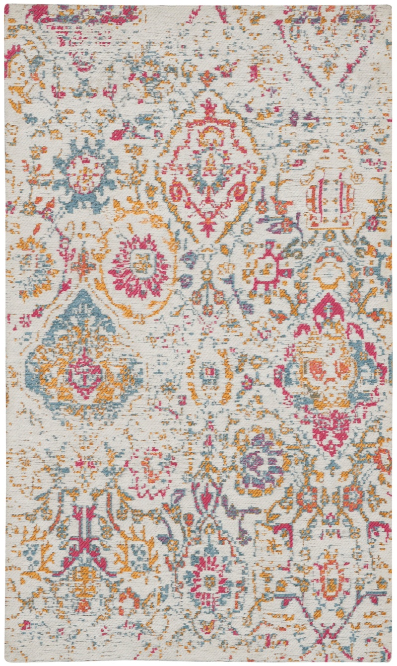 Damask Das06 Multicolor Polyester Bohemian Area Rug – 2 Ft X 4 Ft