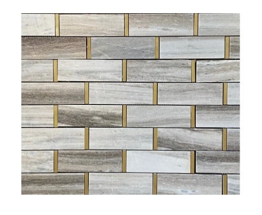 Palisandro With Brass Marble Mosaic - Brick - Polished
