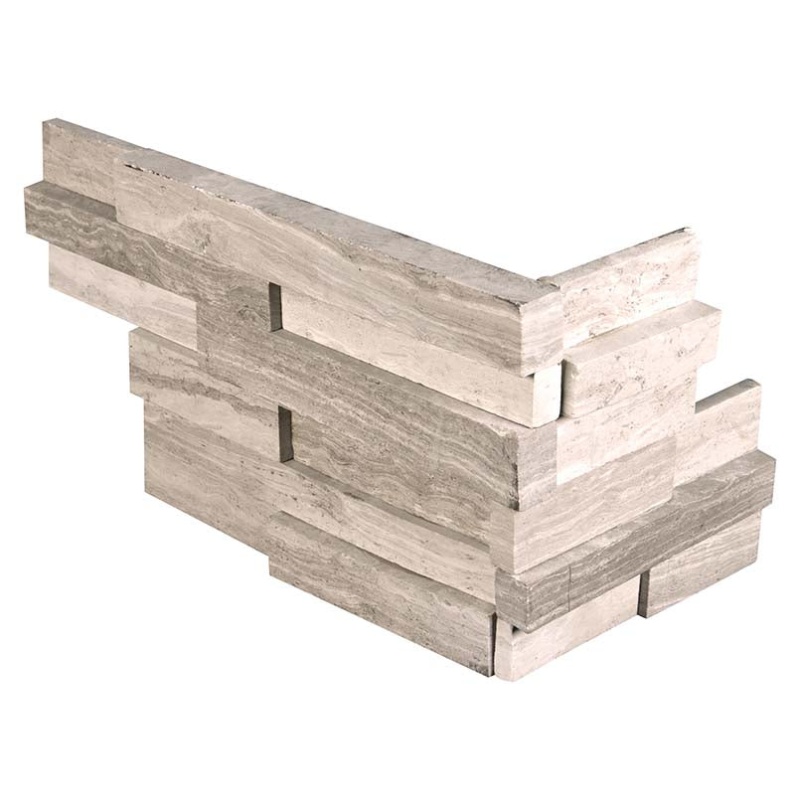 Rockmount Stacked Stone Panel White Oak Corner