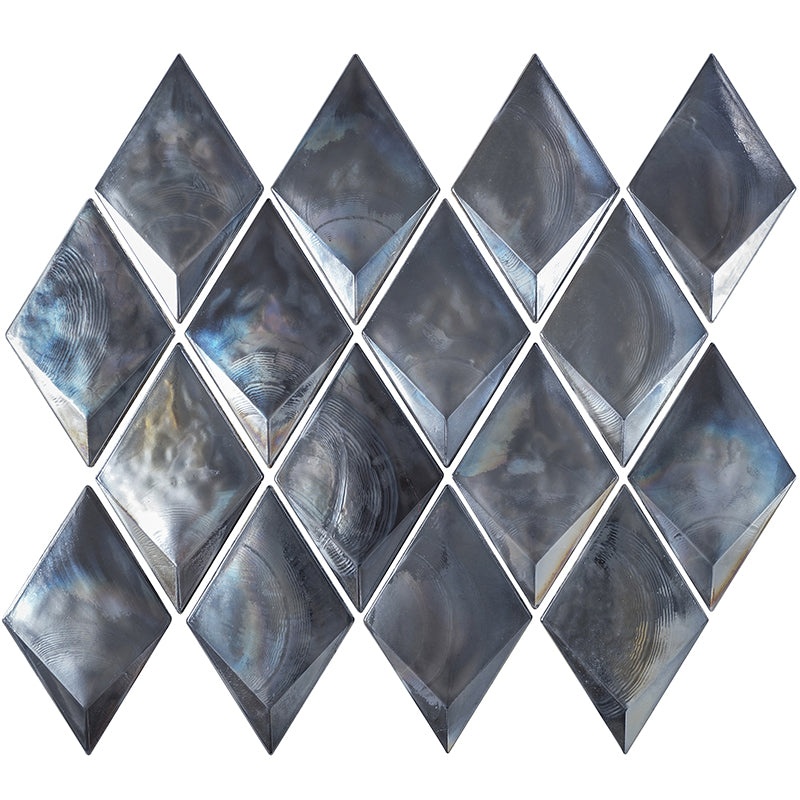 Allure Grey Glass Mosaic - 2.95" x 2.95" Diamond - Glossy