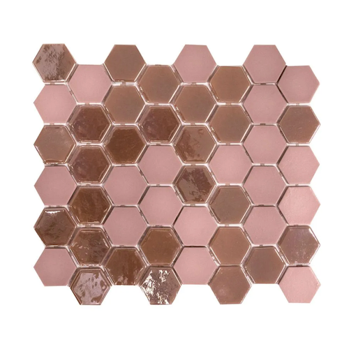 Spec 09 Rose Glass Mosaic - Hexagon - Glossy & Matte