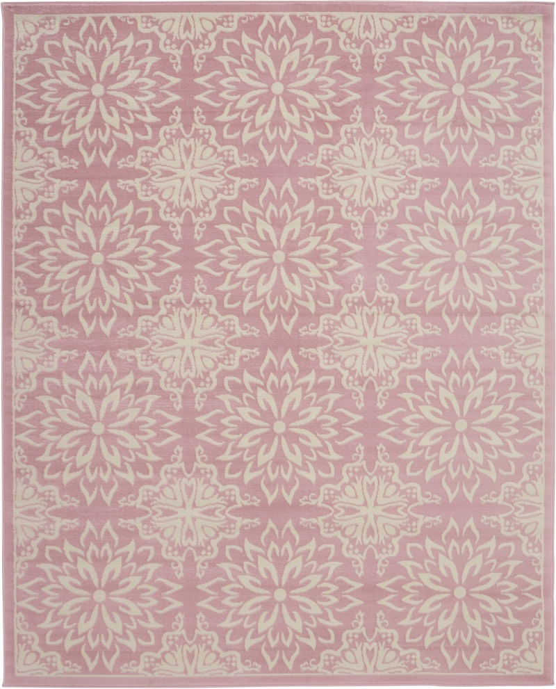 Jubilant Ivory / Pink Polypropylene Farmhouse Area Rug