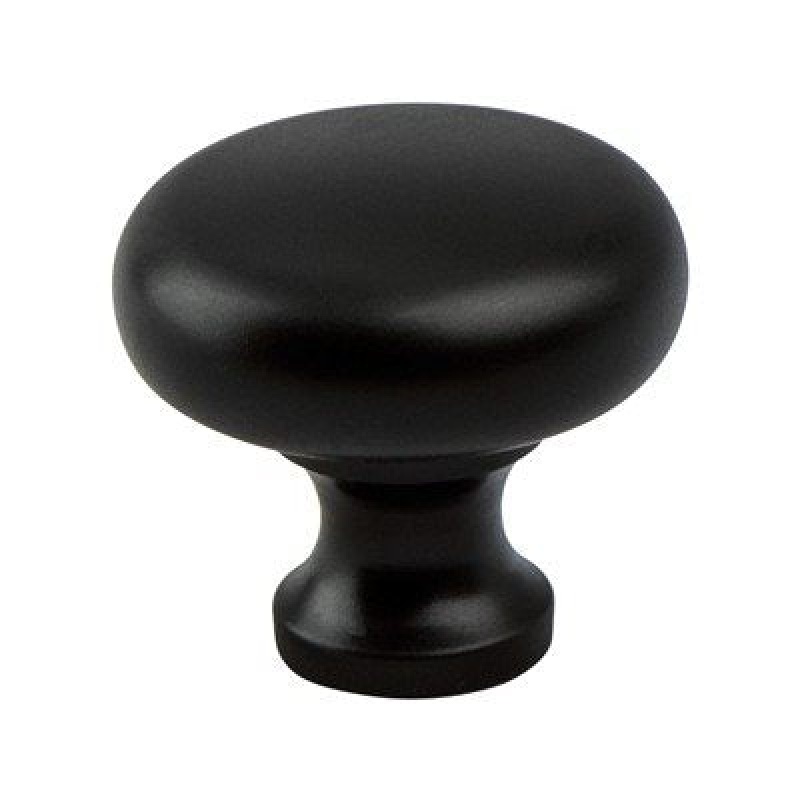 Valencia Zinc Cabinet Knob - Matte Black - 1 1/4" Diameter