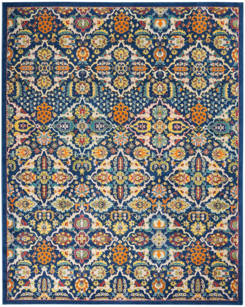 Allur ALR03 Navy Multicolor Polypropylene Bohemian Area Rug – 8 ft x 10 ft