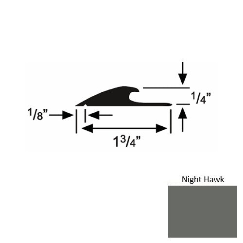 Solid 43 Night Hawk Rubber Custom Carpet Edging - 1 3/4" X 9 Ft (108") X 1/4"