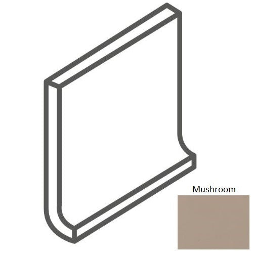 Bright & Matte Mushroom Ceramic Wall Trim - 4 1/4" X 4 1/4 " Square Top Cove Base