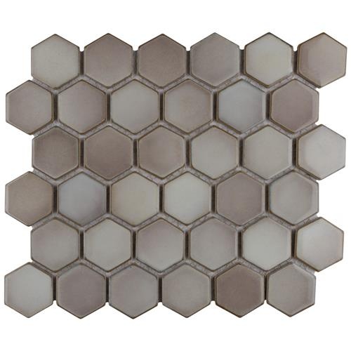 Hudson Due Dove Grey Porcelain Mosaic - Hexagon - Glossy