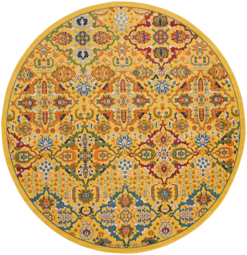Allur Alr03 Yellow Multicolor Round Area Rug