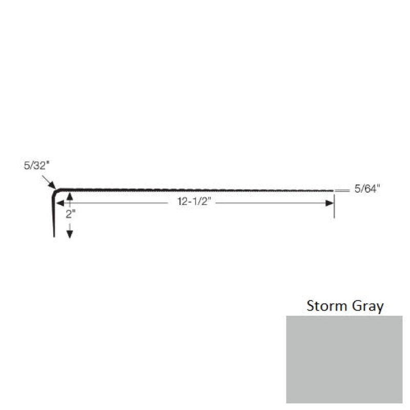 Storm Gray Vinyl Moulding / Trim - 12 13/32" X 72" Stair Tread (G72lvs) - Ribbed