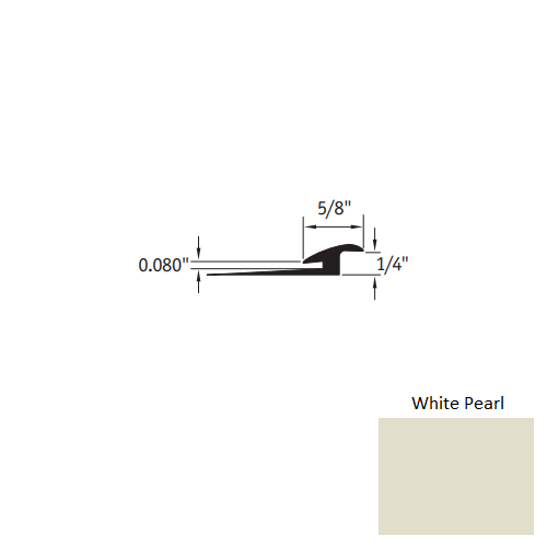 Johnsonite White Pearl Vinyl Moulding / Trim - 5/8" X 12 Ft (144") X 1/4" - .080" Slim Line Transition - Slim Line Transition