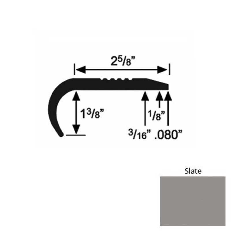 Solid 04 Slate Rubber Residential Stair Nosing