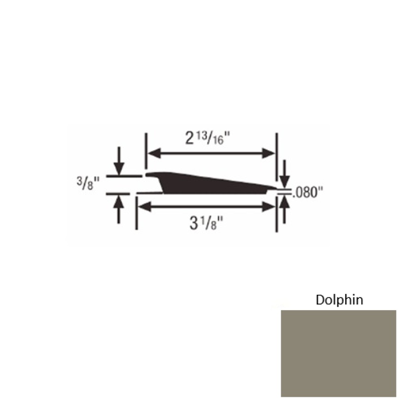 Solid 66 Dolphin Rubber Rolling Traffic Transition - 3 1/8" X 9 Ft (108") X 3/8" - 0.080"