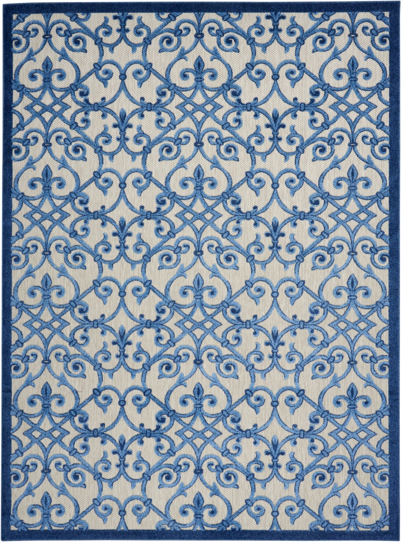 Aloha Grey / Blue Polypropylene Contemporary Area Rug