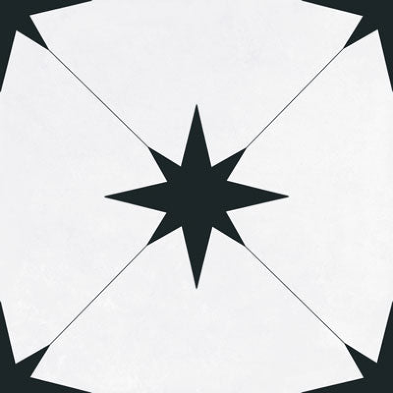 Starburst Llevant Black Porcelain Tile - Matte - 8.7" X 8.7"