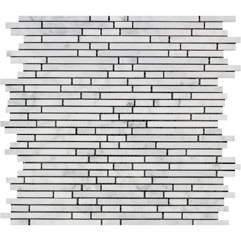 White Carrara Marble Mosaic - Bamboo Sticks