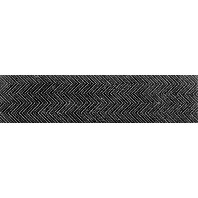 Skalini Line Artistic Stone Etched Chevron Eastern Black Marble Tile - Textured - 3" X 12"
