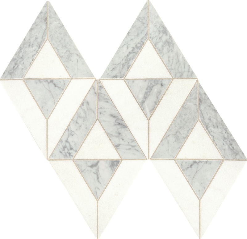 Lavaliere White Carrara & Thassos White Mixed Mosaic - Radiant - Honed, Per Pack: 7 Enter Quantity In Sqft