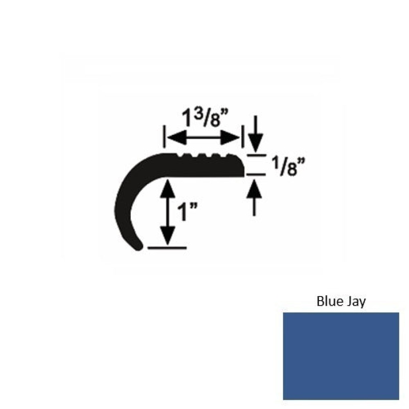 Solid 06 Blue Jay Rubber Domestic Stair Nosing (Rd) - 1 3/8" X 9 Ft (108")
