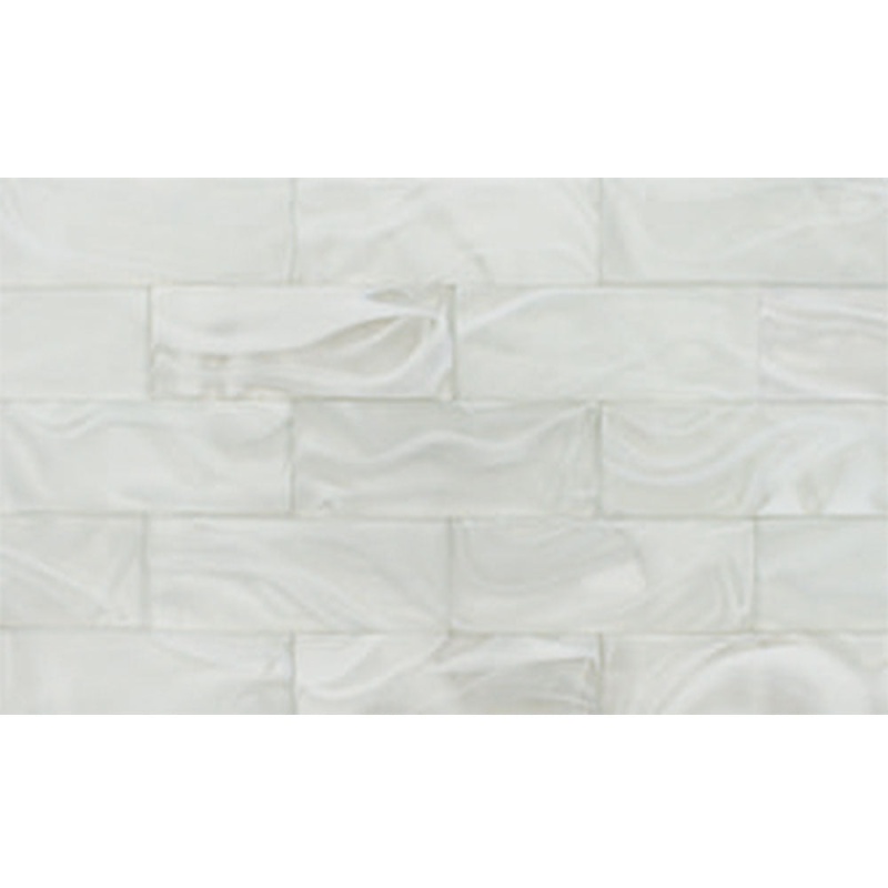 Aquatica Clouds Cirrus White On White Deco Glass Tile - Matte & Textured - 3" x 9"