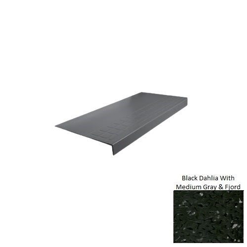 Spextones Black Dahlia With Medium Gray & Fjord Type 800 Distinct Designs Rubber - 12 1/4" X 72" Stair Tread - Raised Square Design
