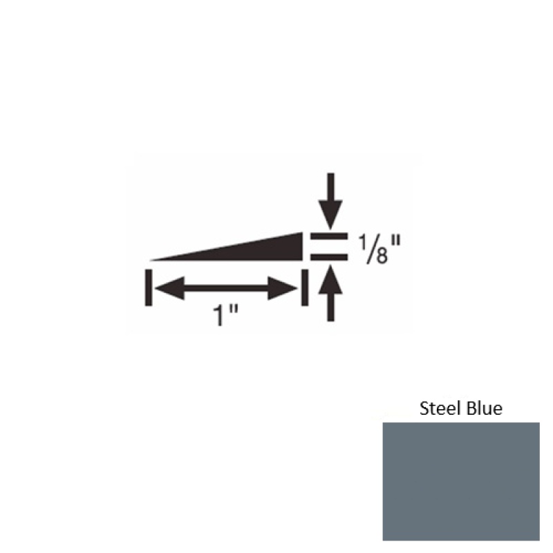 Solid 22 Steel Blue Rubber Reducer Strip - 1" X 9 Ft (108") X 1/8"