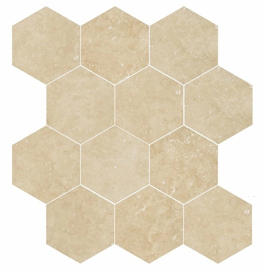 Veluria Creamy Veined Porcelain Mosaic - 3" Hexagon