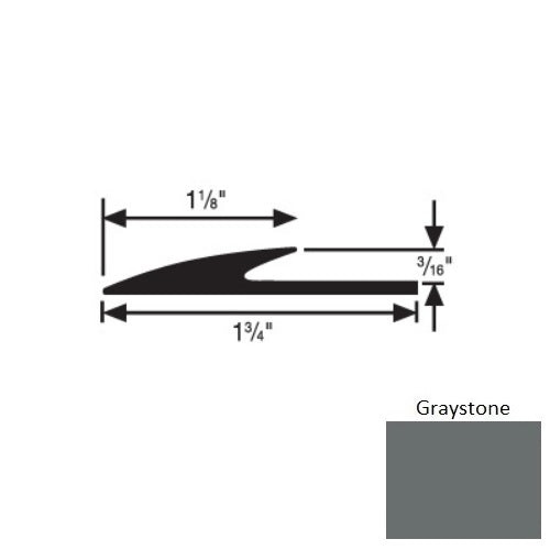 Flextones Graystone Vinyl 185 Transition Edge Guard - 3/16" X 12 Ft - Thermoplastic