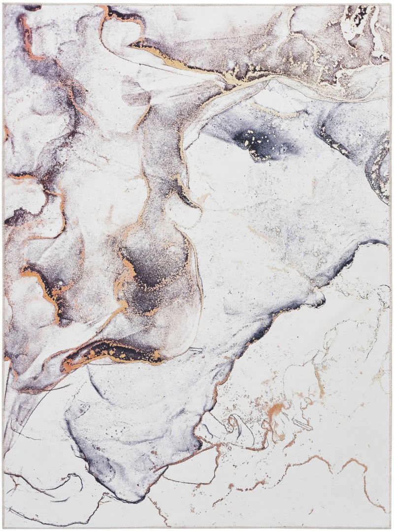 Ivory Multicolor Modern Area Rug 5 ft x 7 ft