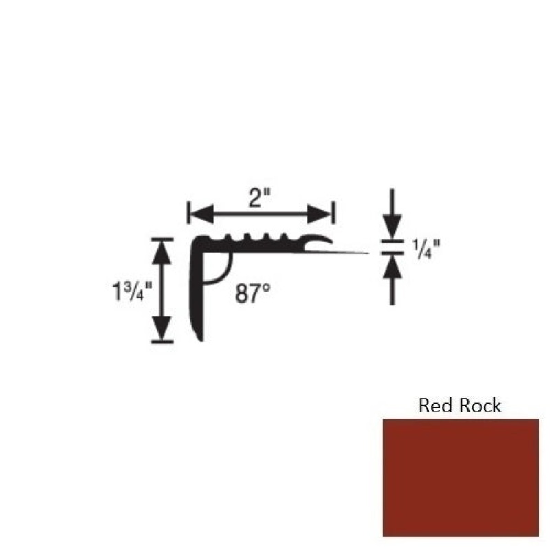 Flextones Red Rock Vinyl 171 Carpet Stair Nosing - 2" X 12 Ft - Thermoplastic