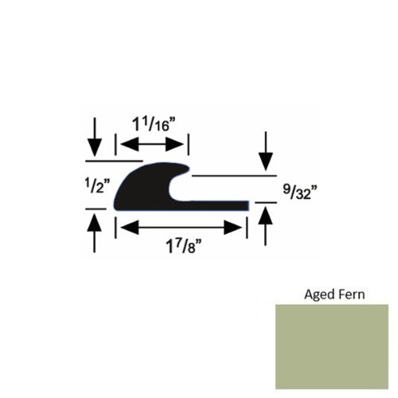 Solid 40 Aged Fern Rubber Carpet Edge Guard - 1 7/8" X 9 Ft (108") X 9/32"
