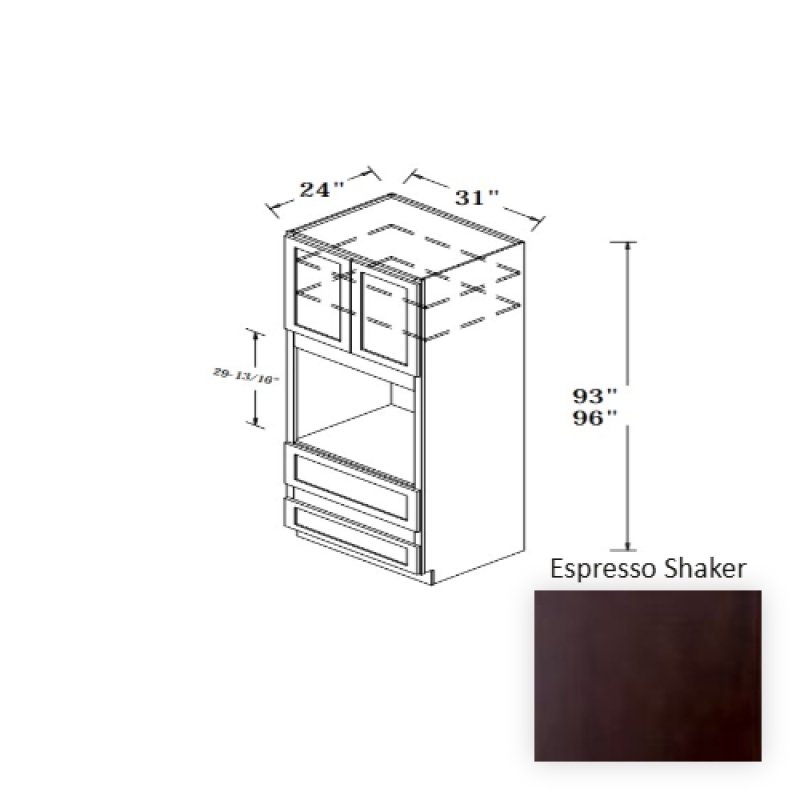 Espresso Shaker Wood Kitchen Oven Cabinet