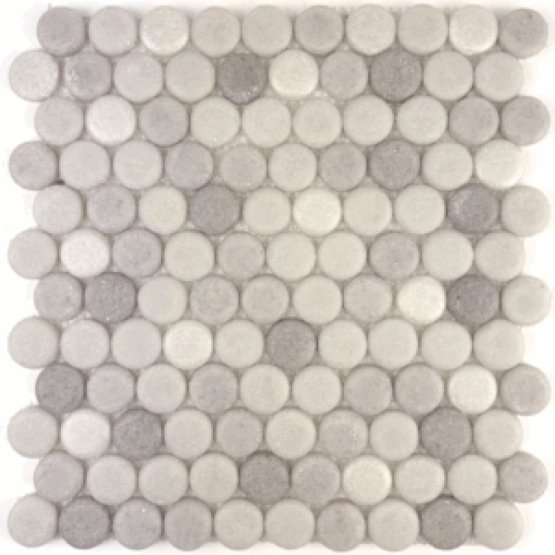 Liquid Drop Fresh Water Glass Mosaic – 1" x 1" Penny Round, Matte