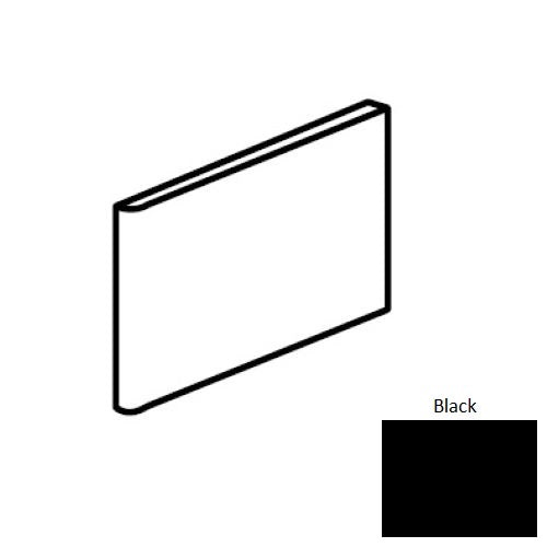 Color Wheel Classic Black Ceramic Wall Trim - 3" X 6" Bullnose 3" Side