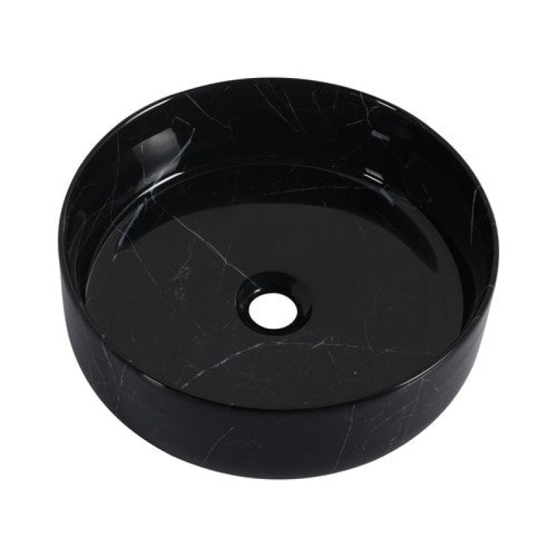 Black & White Ceramic Countertop Drop-In Bathroom Sink