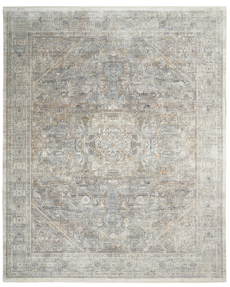 Starry Nights STN02 Cream Grey Viscose Vintage Area Rug, 9 Ft x 12 Ft