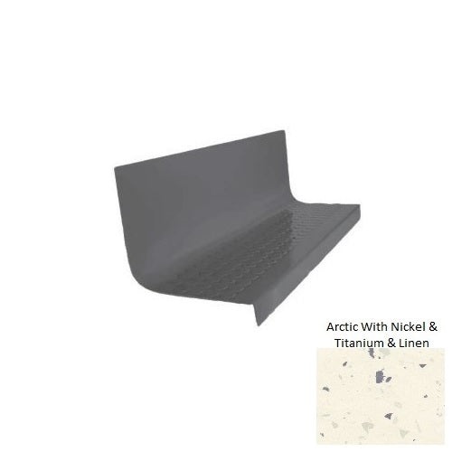 Spextones Arctic With Nickel & Titanium & Linen Type 1701 Distinct Designs Rubber - 20 1/2" X 72" Stair Tread - Rgt Radial Ii Raised Disc Design