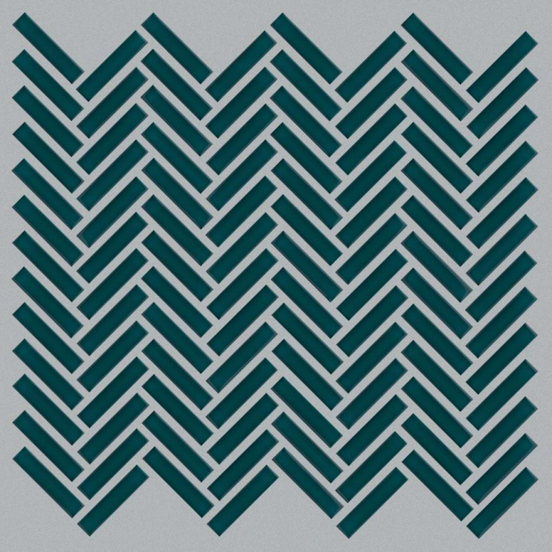 Ascendant Viridian Glass Mosaic - 2" X 4" Herringbone - Glossy