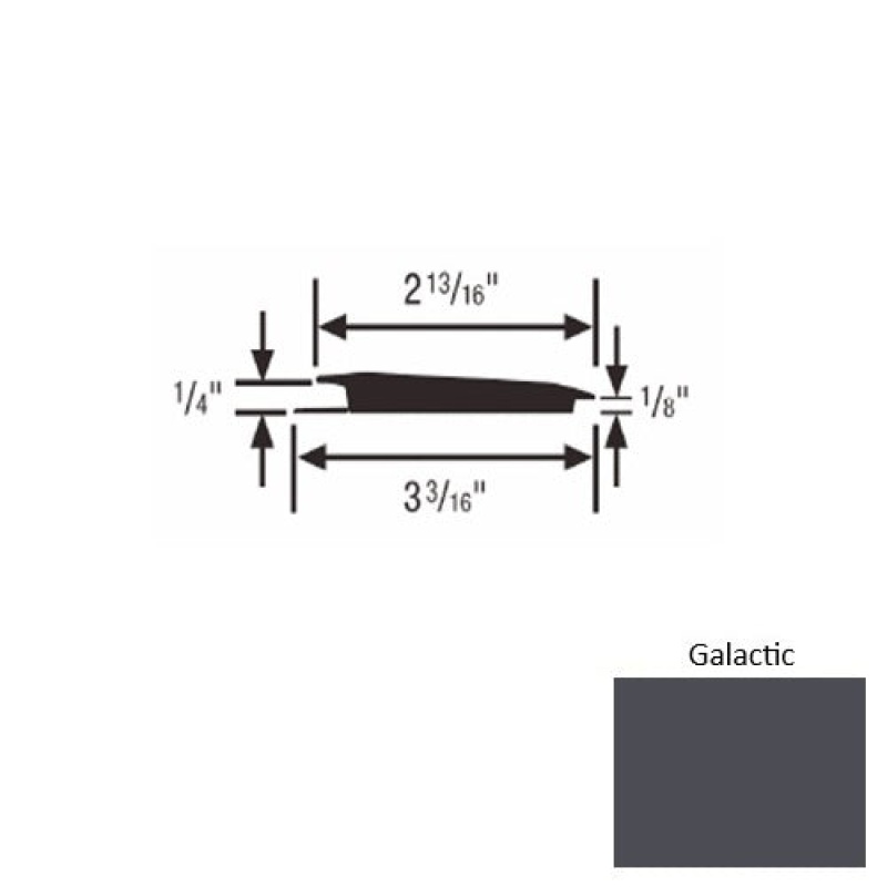 Solid 65 Galactic Rubber Rolling Traffic Transition - 3 3/16" X 9 Ft (108") X 1/4" - 1/8"